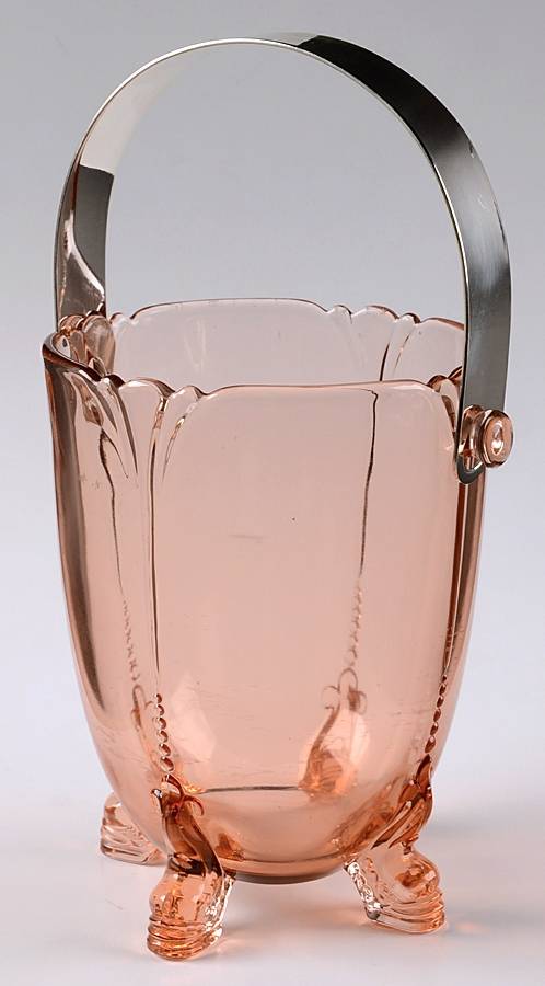 Empress Flamingo Dolphin Footed Ice Bucket w/Detachable Handle by Heisey-1