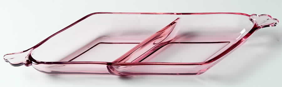 Empress Flamingo Divided Pickle and Olive Dish by Heisey-1