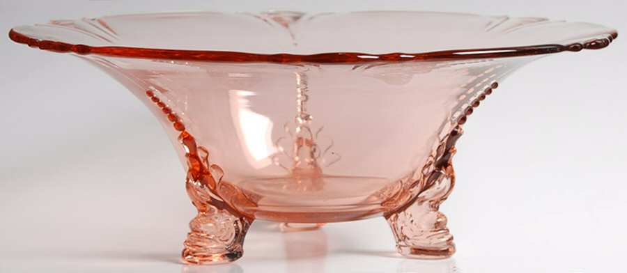 Empress Flamingo 11" 3 Toed Dolphin Floral Bowl by Heisey-1