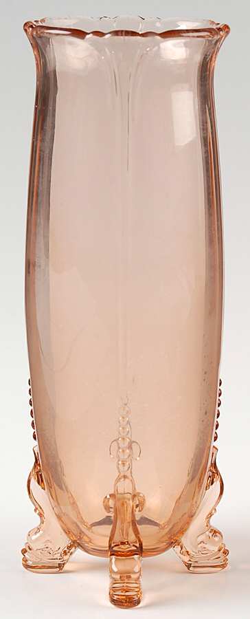 Empress Flamingo 9" Dolphin Footed Flower Vase by Heisey-1