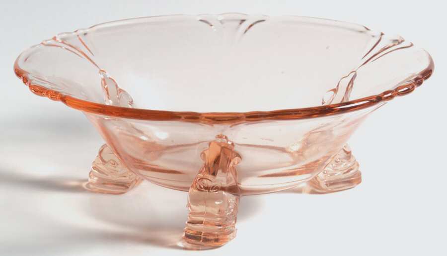 Empress Flamingo Mint Dish-Dolphin 3 Toed by Heisey-1