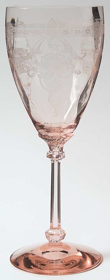Empress Flamingo Pink Water Goblet by Heisey-1