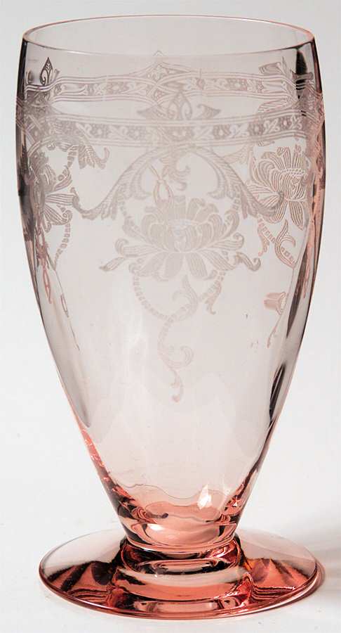 Empress Flamingo Pink 8 Oz Footed Tumbler by Heisey-1