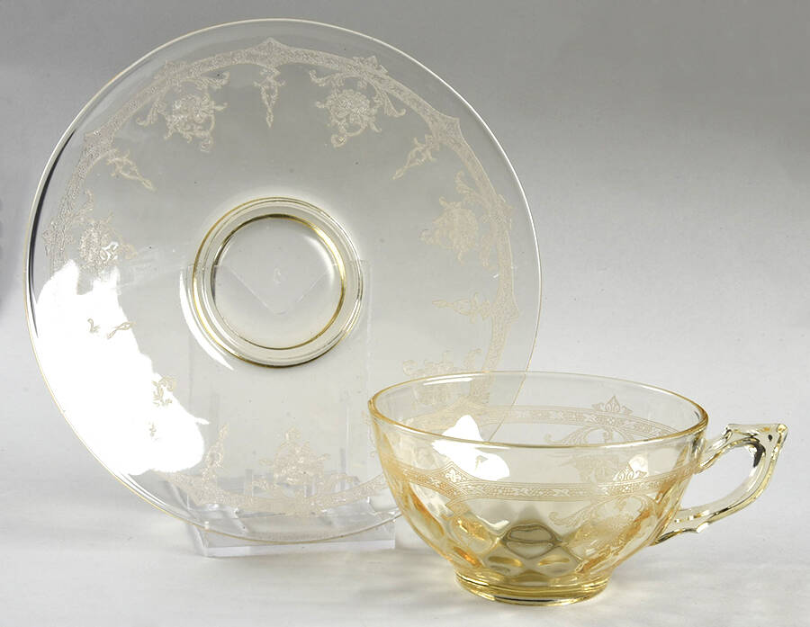 Empress Sahara (Yellow)(Stem 3380) Footed Cup & Saucer Set by Heisey-1