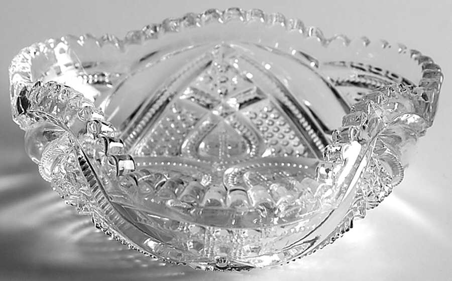 Fancy Loop Clear 4" 3-Cornered Nappy by Heisey-1