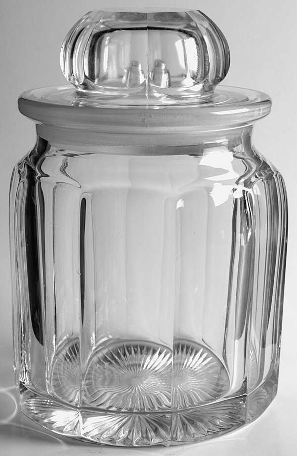 Flat Panel Clear Cigar Jar & Lid by Heisey-1