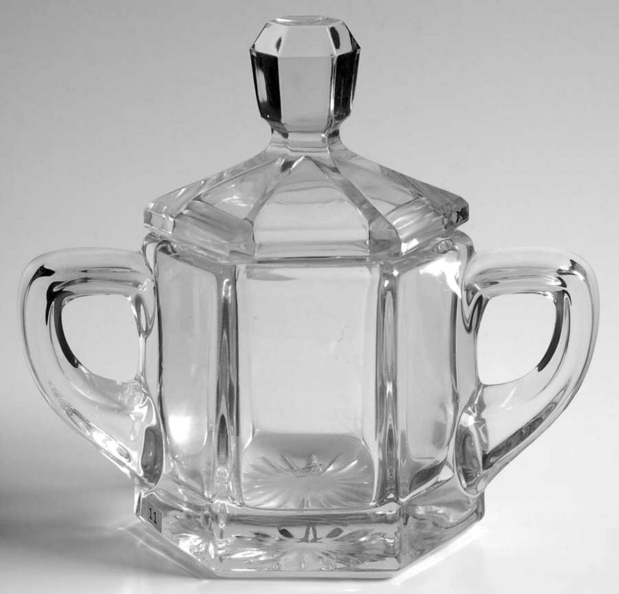 Flat Panel Clear Sugar, Individual with Lid by Heisey-1