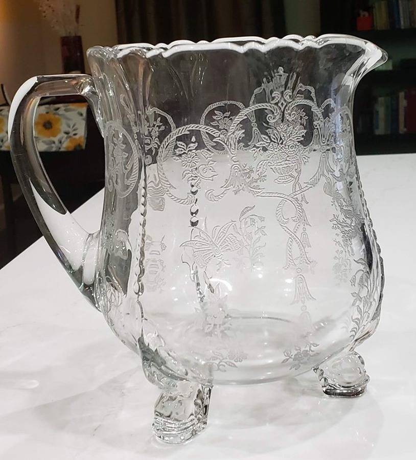 Formal Chintz Clear (Stem 3389) 48 Oz 3-Toed Dolphin Jug by Heisey-1