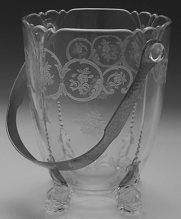 Formal Chintz Clear (Stem 3389) Ice Bucket with Detachable Handle by Heisey-1