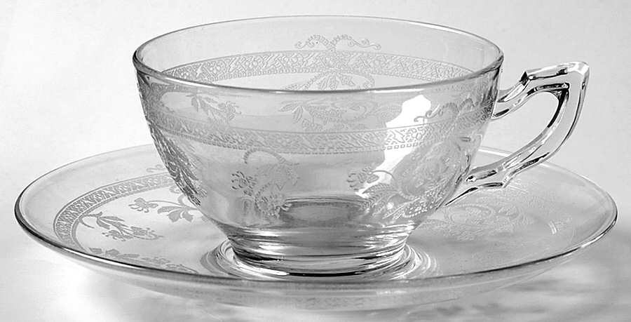 Frontenac Clear Cup & Saucer Set by Heisey-1