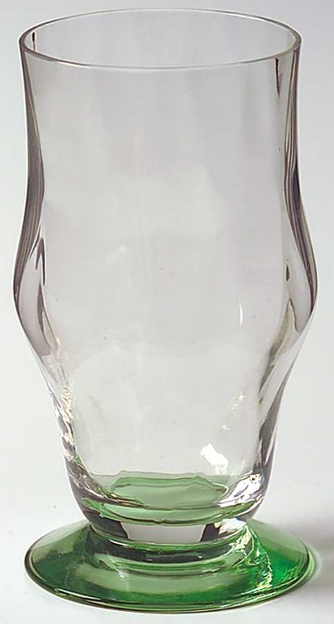 Glenford Clear with Green Base 5 Oz Footed Tumbler by Heisey-1