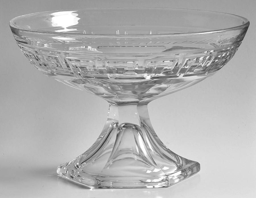 Greek Key Clear 9" Footed Bowl by Heisey-1