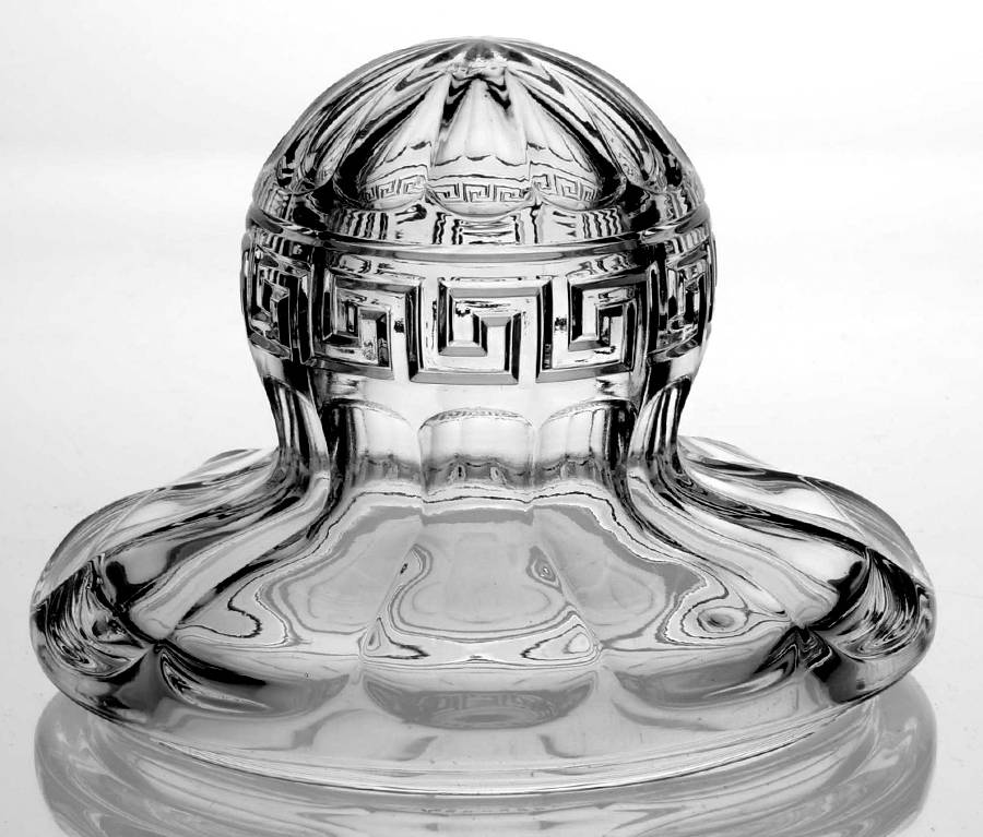 Greek Key Clear Lid for 1 Quart Crushed Fruit by Heisey-1