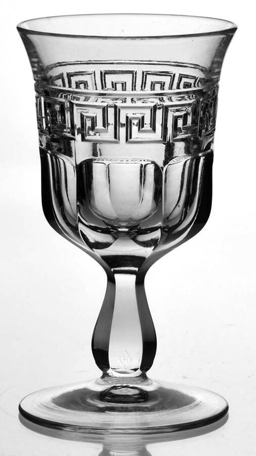 Greek Key Clear Burgundy Wine by Heisey-1