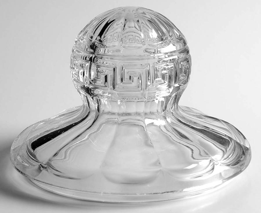 Greek Key Clear Lid for 2 Quart Crushed Fruit by Heisey-1