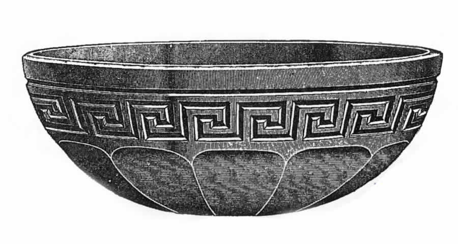 Greek Key Clear 9" Nappy by Heisey-1
