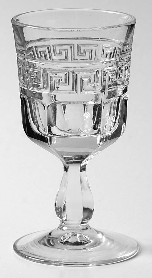 Greek Key Clear Wine Glass by Heisey-1