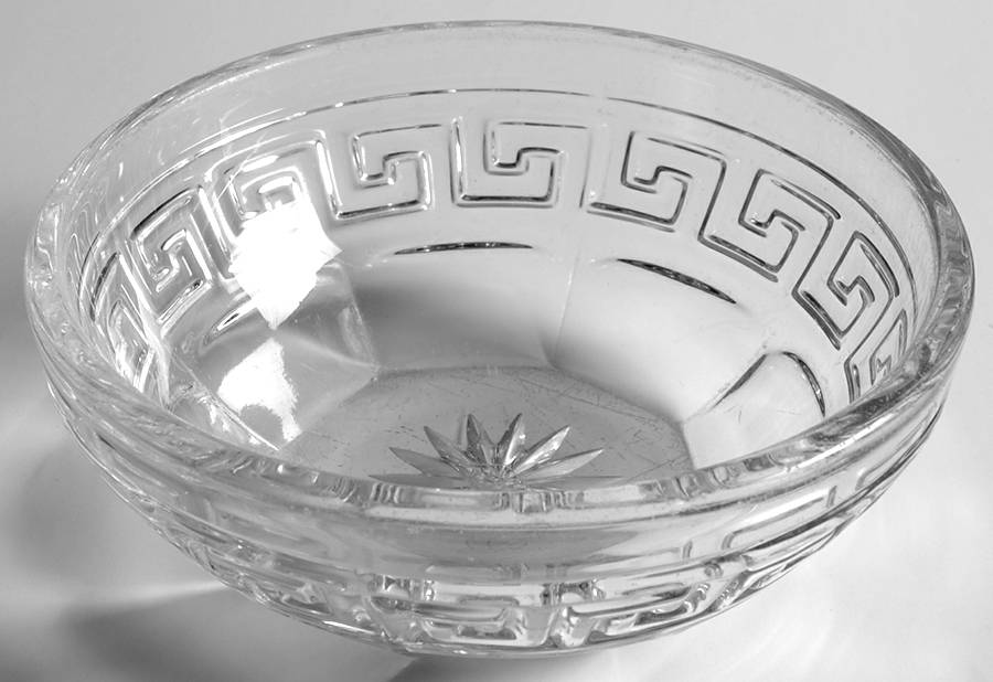 Greek Key Clear 5" Nappy by Heisey-1