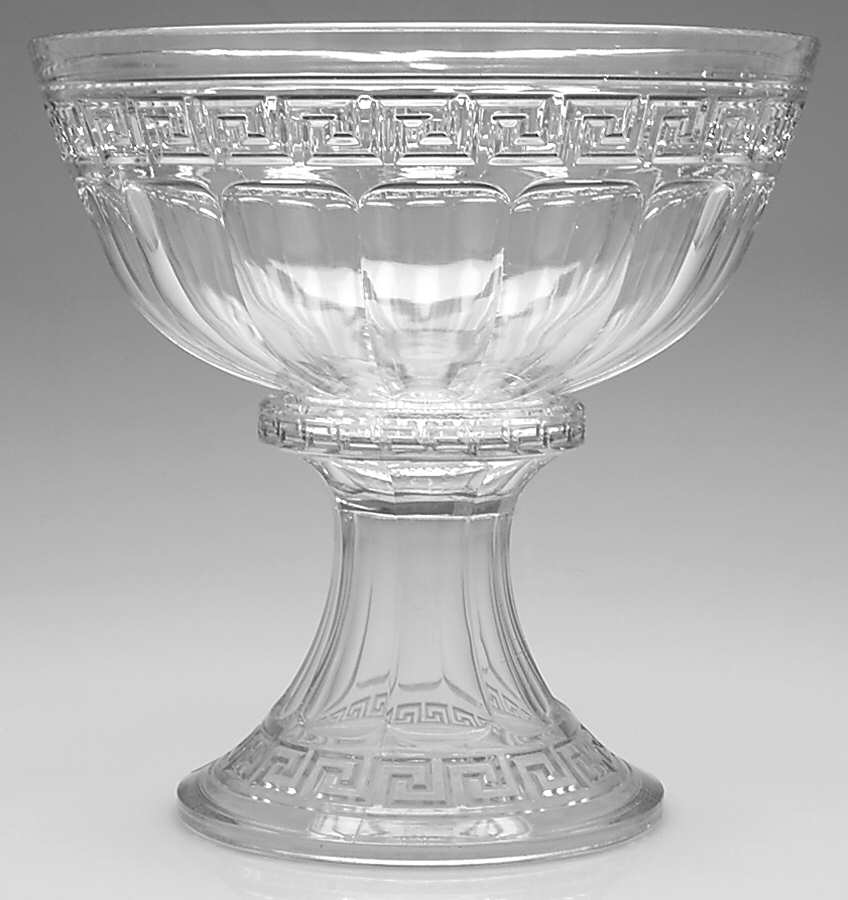 Greek Key Clear Punch Bowl with Stand by Heisey-1