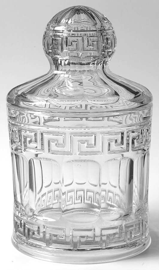 Greek Key Clear 2 Quart Crushed Fruit with Lid by Heisey-1