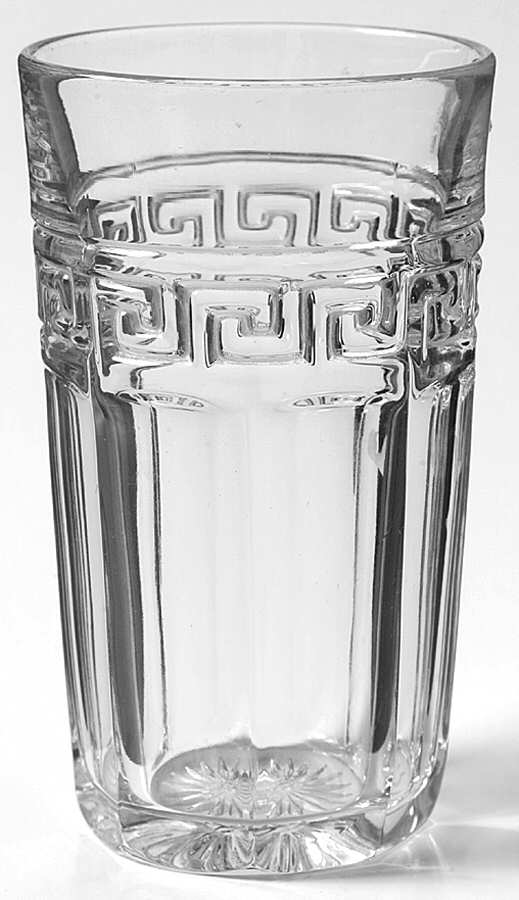 Greek Key Clear 10 Oz Straight Soda Tumbler by Heisey-1