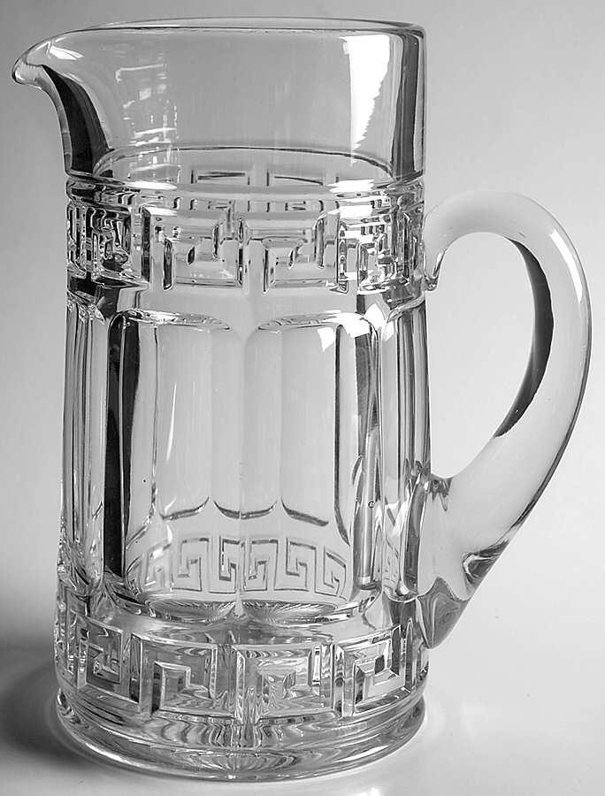 Greek Key Clear 48 Oz Tankard by Heisey-1