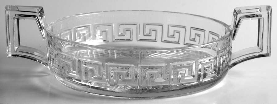 Greek Key Clear Open Flat Handled Jam/Jelly by Heisey-1