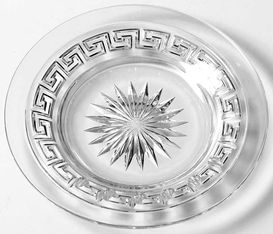 Greek Key Clear Coaster by Heisey-1