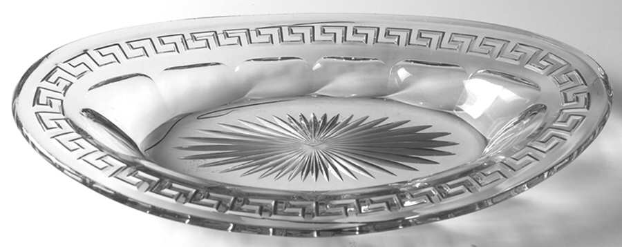 Greek Key Clear Bread Tray by Heisey-1