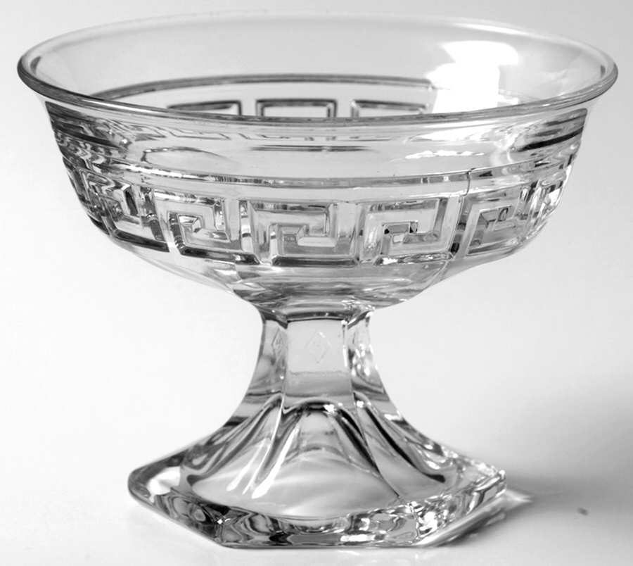Greek Key Clear Low Sherbet by Heisey-1