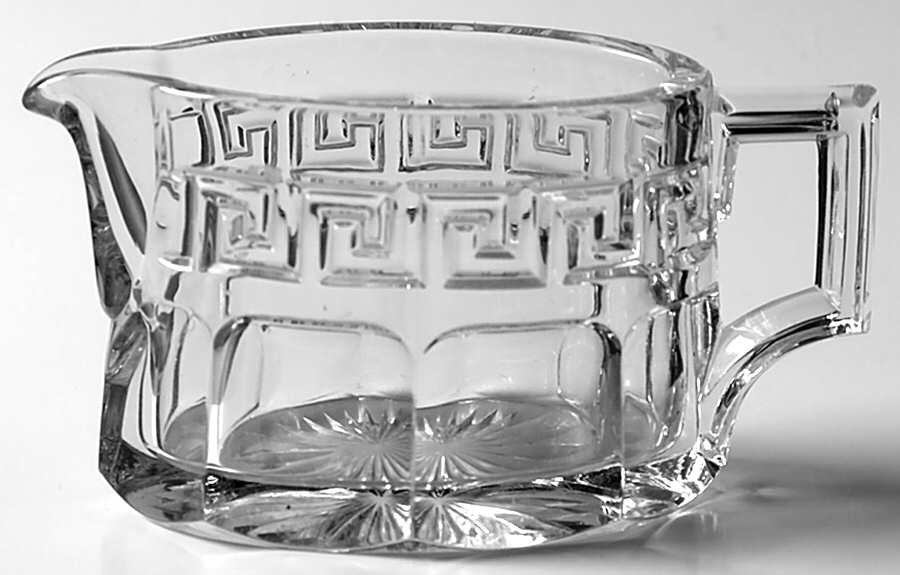 Greek Key Clear Oval Hotel Creamer by Heisey-1