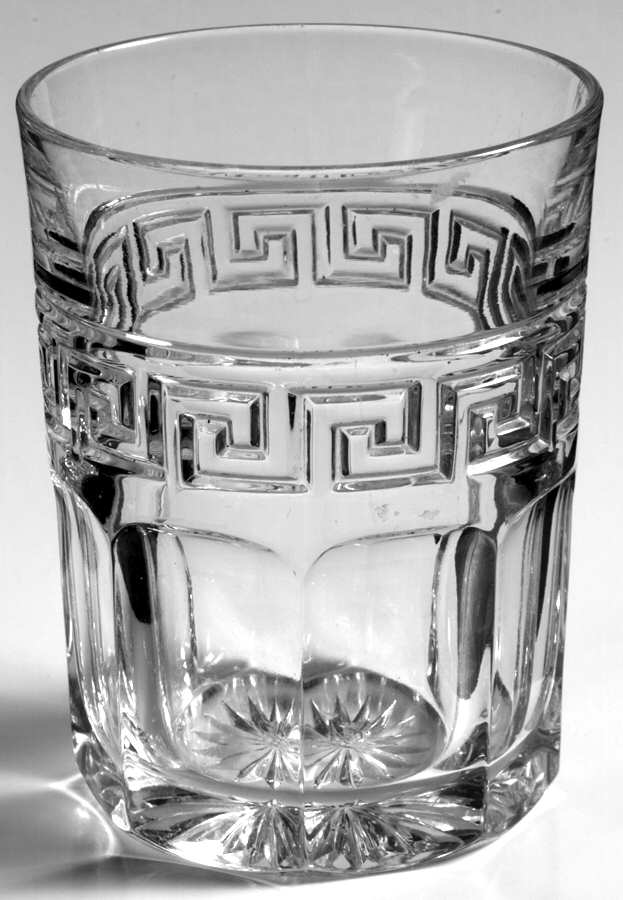 Greek Key Clear 6 Oz Flat Tumbler by Heisey-1