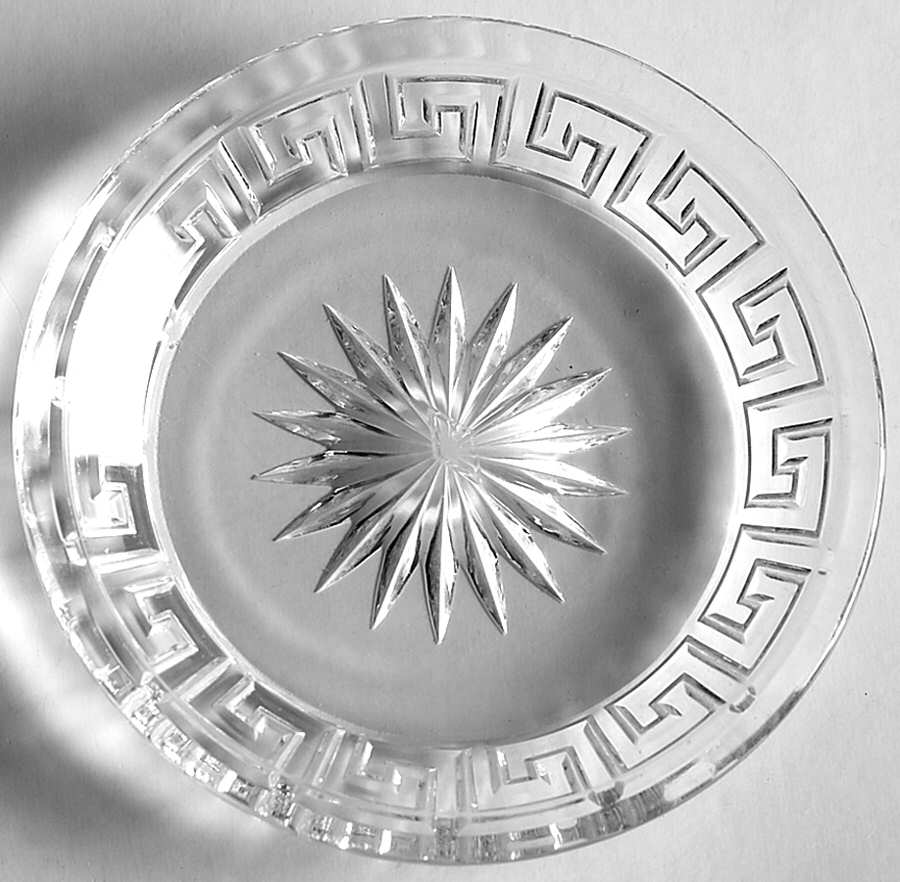 Greek Key Clear Butter Pat by Heisey-1