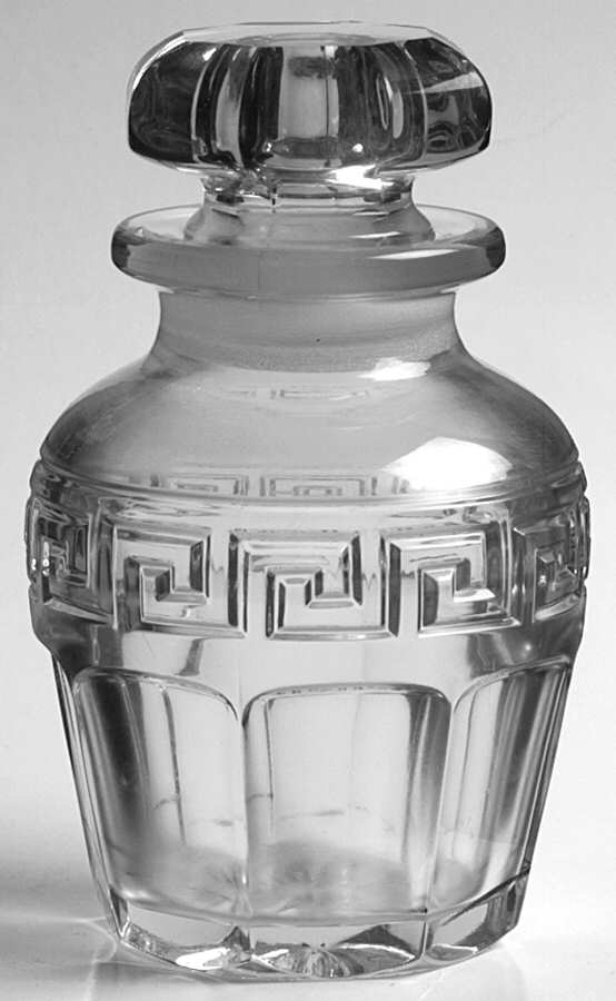 Greek Key Clear Horseradish Jar & Lid by Heisey-1