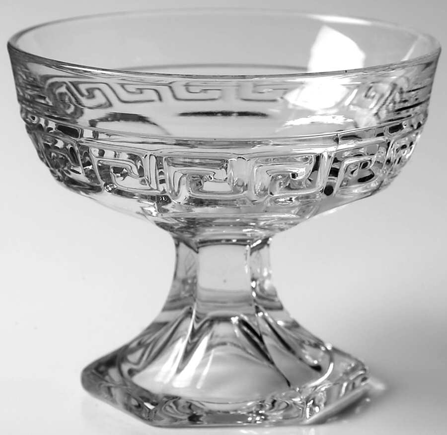 Greek Key Clear Low Sherbet by Heisey-1