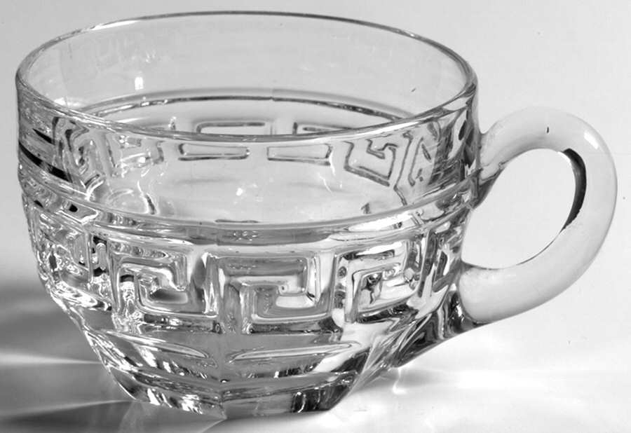 Greek Key Clear Punch Cup by Heisey-1