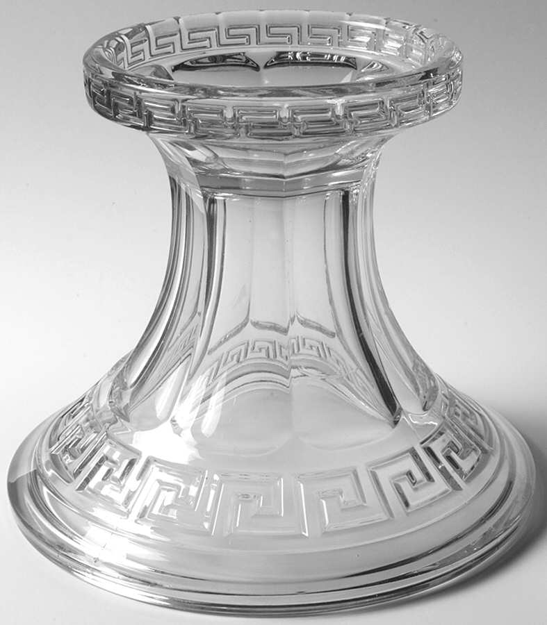 Greek Key Clear Punch Bowl Stand by Heisey-1