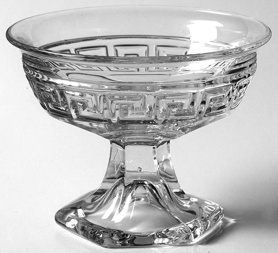 Greek Key Clear Low Sherbet by Heisey-1