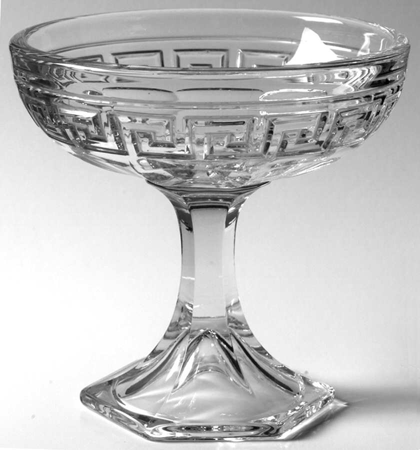 Greek Key Clear Open Footed Low Jam/Jelly by Heisey-1