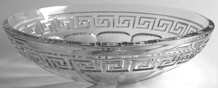 Greek Key Clear 8" Shallow Nappy by Heisey-1