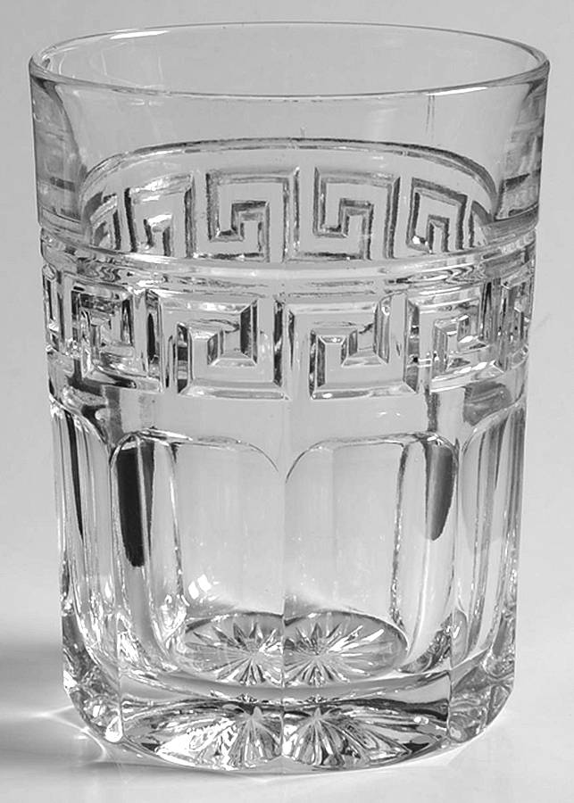 Greek Key Clear 8 Oz Flat Tumbler by Heisey-1