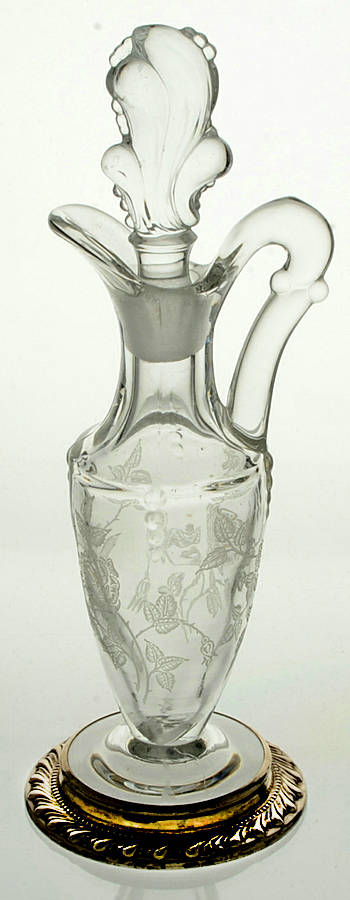Heisey Rose Cruet & Stopper w/Handle & Sterling Base by Heisey-1