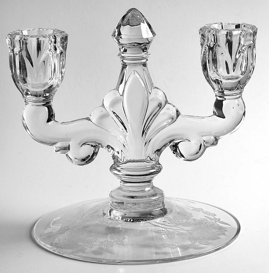 Heisey Rose Double Light Candlestick by Heisey-1