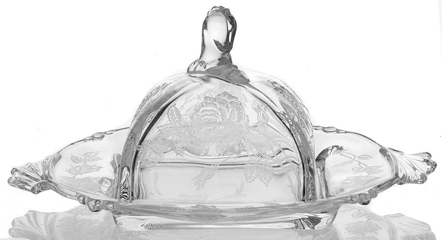 Heisey Rose Square Covered Butter by Heisey-1