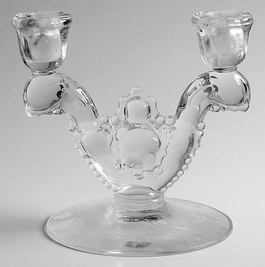 Heisey Rose Double Light Candlestick by Heisey-1