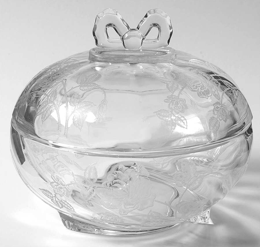 Heisey Rose Candy Dish & Lid w/Bow Knot Finial by Heisey-1