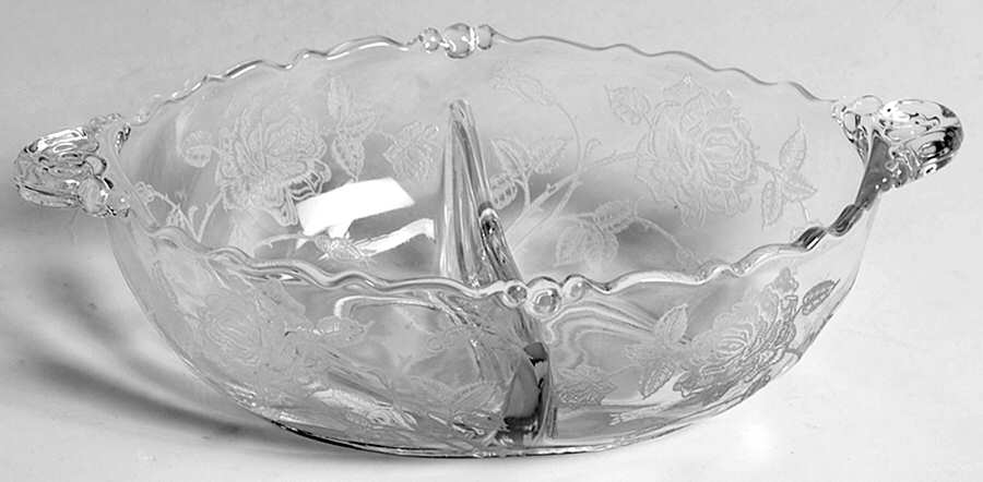 Heisey Rose Divided Dressing Bowl by Heisey-1