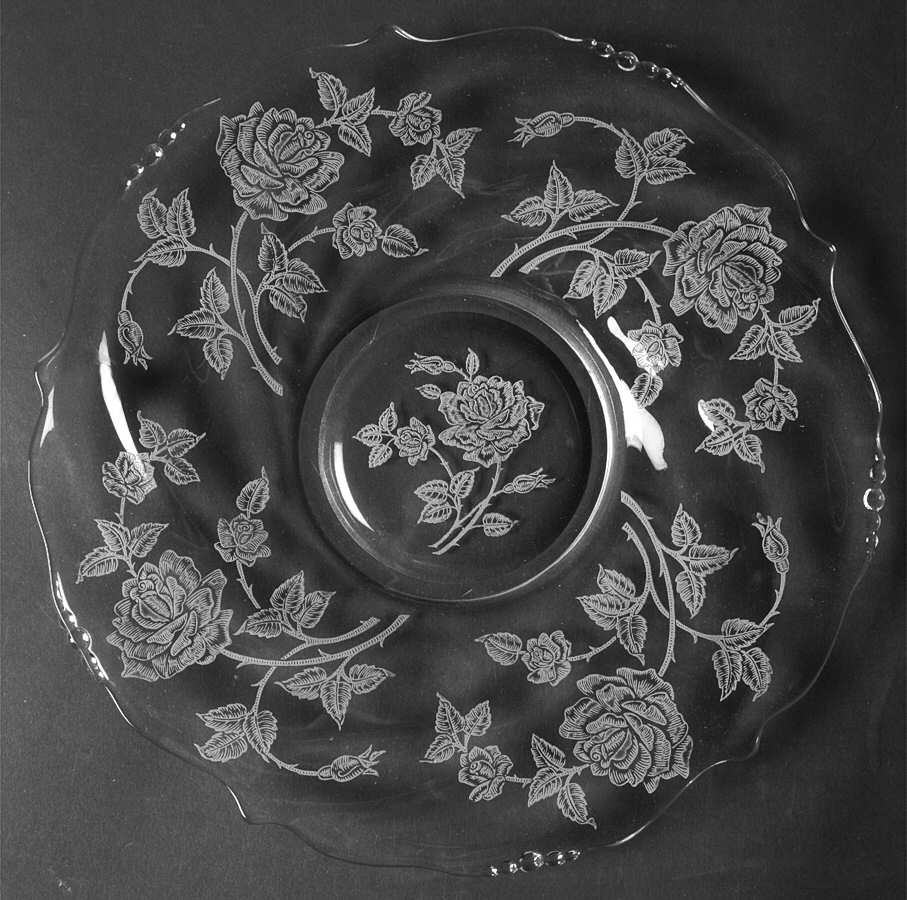 Heisey Rose 11" Sandwich Plate by Heisey-1