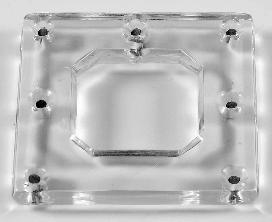 Kohinoor Clear Square Bobeche Holds 7 Prisms by Heisey-1