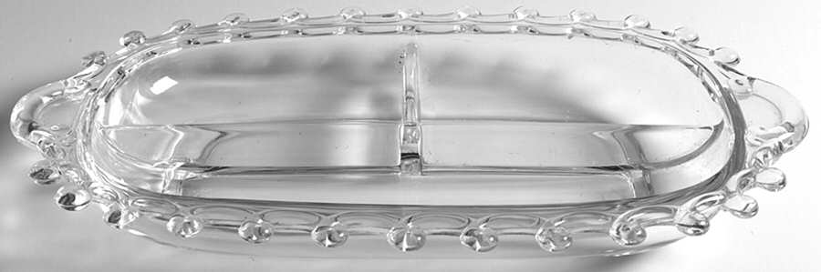 Lariat (Blown) 12" Oval 3 Part Celery/Relish by Heisey-1